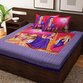 Vamika Printed Beautiful Design Cotton Blue Bedsheet With Pillow Covers (PM Veena Blue)