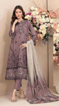 Anaita Mauve Cambric Cotton Stitched Suit with Embroidery & Sequence Work - Distacart