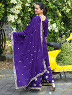 Teeya Creation Purple Color Chinon Silk Wedding Wear Trending Palazzo Set - Distacart