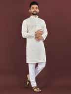 Anaita Beige Embroidered Silk Straight Kurta