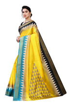 Vamika Yellow & Black Linen Jari Border Saree (GUNJAN YELLOW) - Distacart