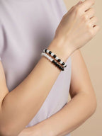 NVR Unisex Set of 2 Black & White crystal beaded Bracelet - Distacart