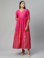 Ahalyaa Womens Pink Crepe Printed Dress - Distacart
