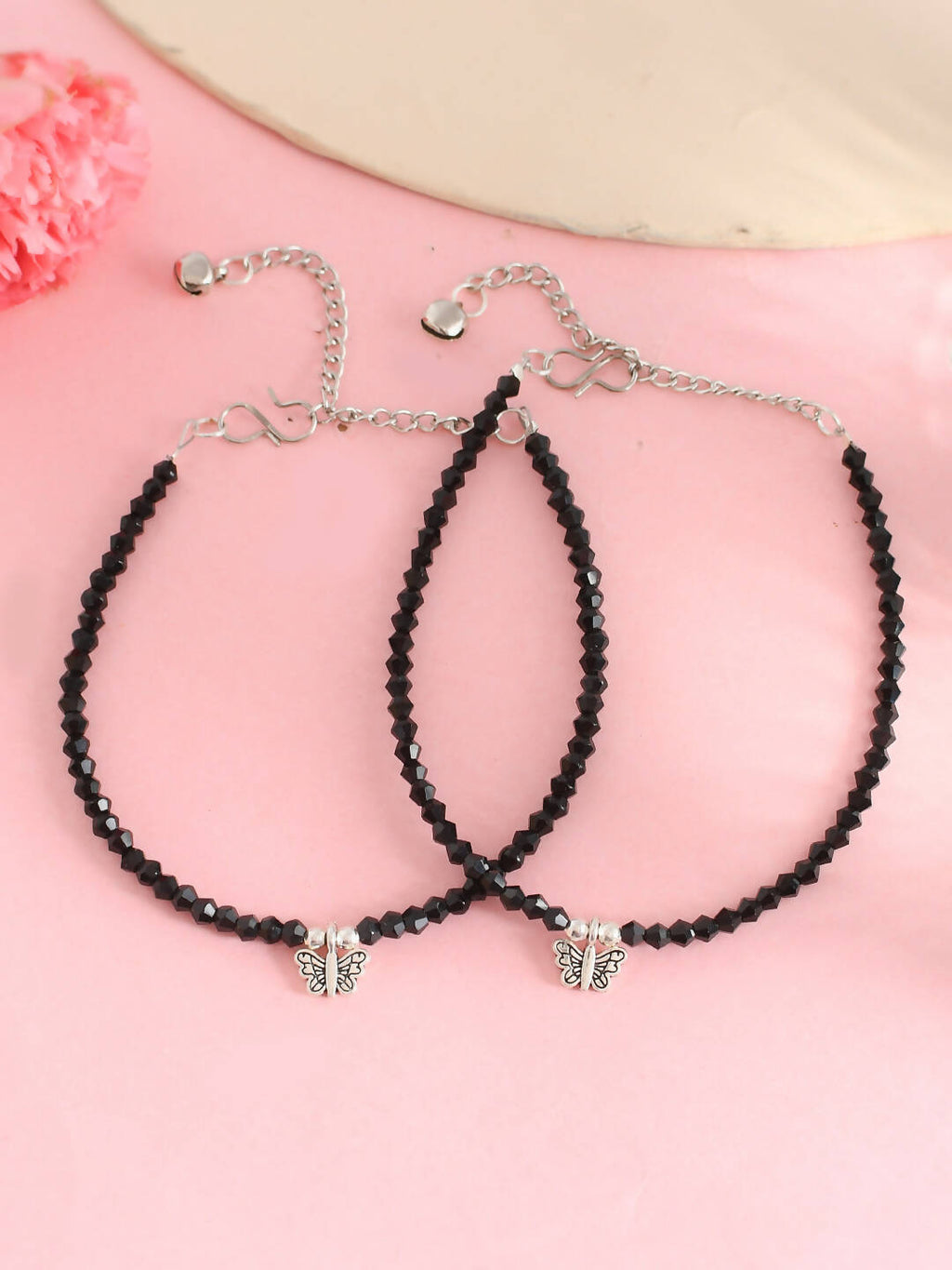 VOJ Women Black Color stainless steel Anklet - Distacart