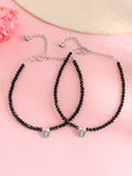 VOJ Women Black Color stainless steel Anklet - Distacart
