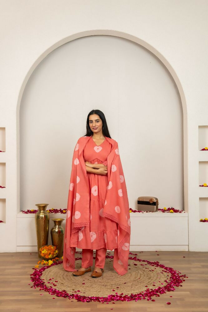 Joban Fashion Pink Tie & Dye Cotton Suit Set - Distacart