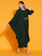 Women Republic Green Fusion Style Kurta With Hand Embellishment And Pants - Distacart