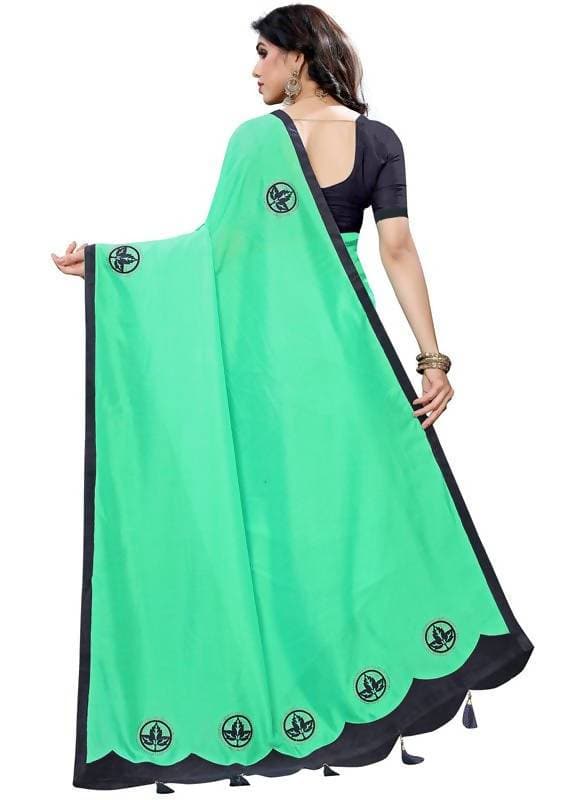 Vamika Designer Green Georgette Saree (TSUNAMI GREEN)