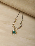 Kundan and Emerald Center Piece Neckpiece- Ruby Raang