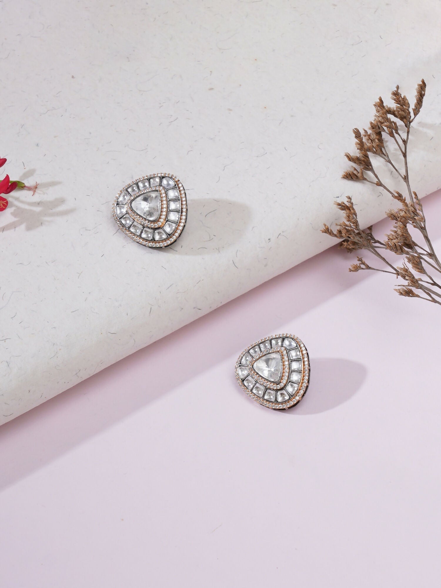 Kundan Earrings (silver) - Ruby Raang - Distacart