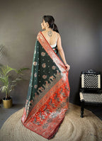 Joban Fashion Red Meenakari Picock Paithani Sarees