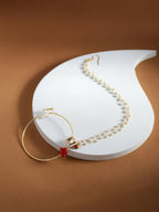 Gold-Plated White Red Kundan-Studded Pearl Beaded Nosepin - Ruby Raang - Distacart