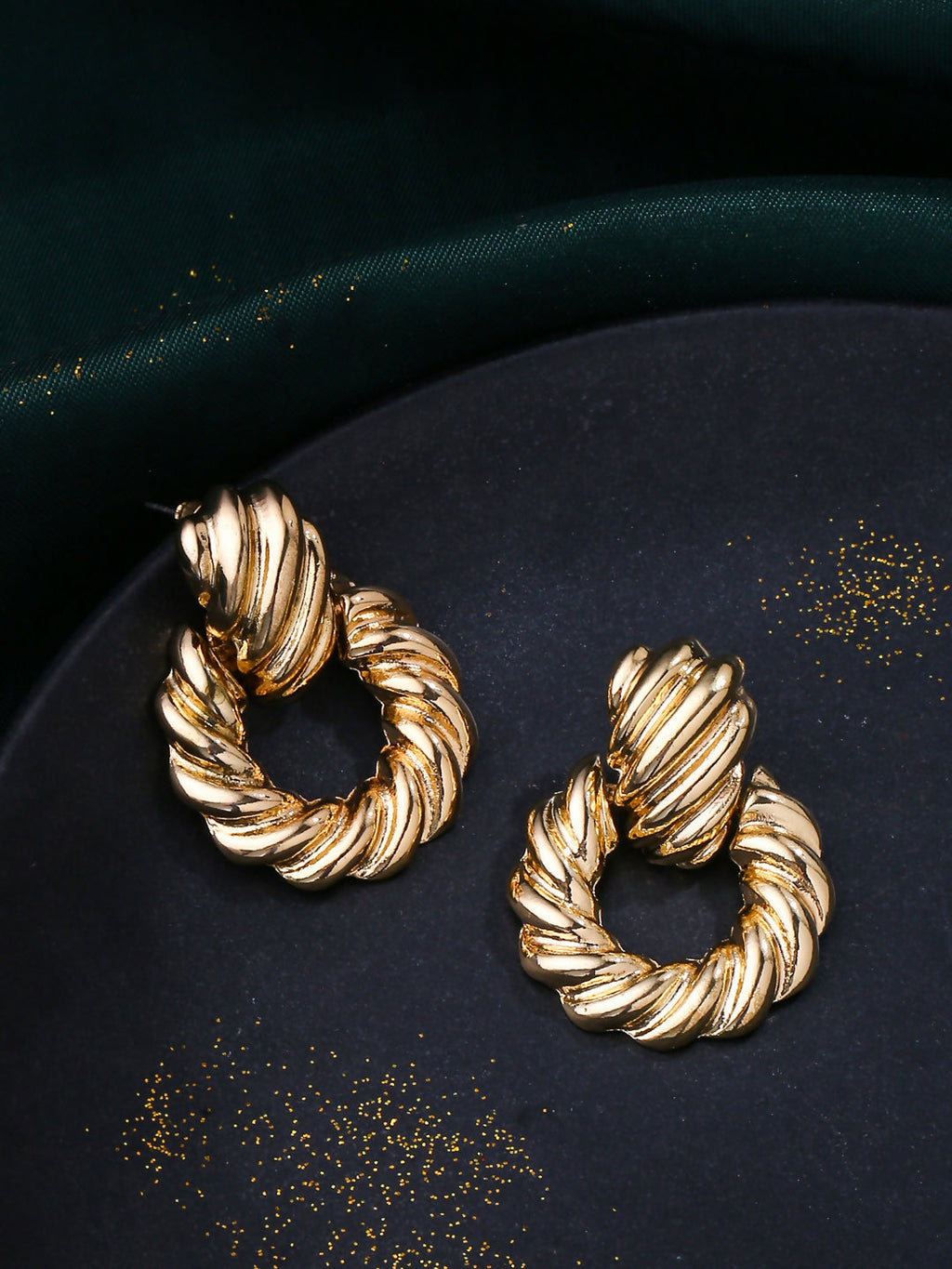 NVR Women Gold Toned Circular Drop Earrings - Distacart