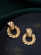 NVR Women Gold Toned Circular Drop Earrings - Distacart