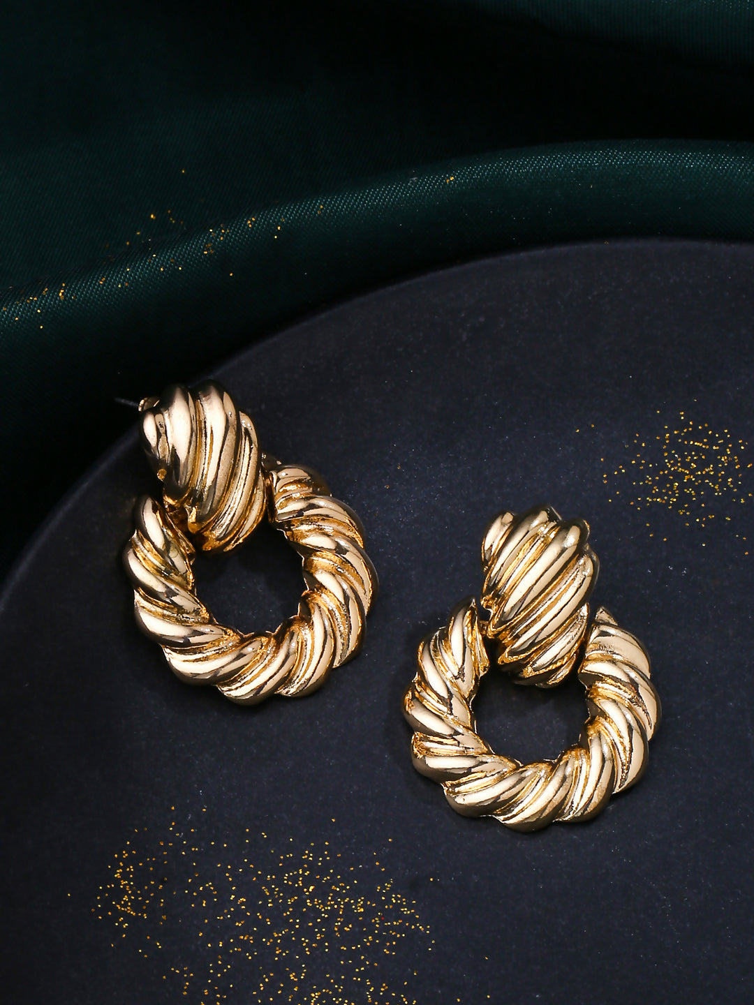NVR Women Gold Toned Circular Drop Earrings - Distacart