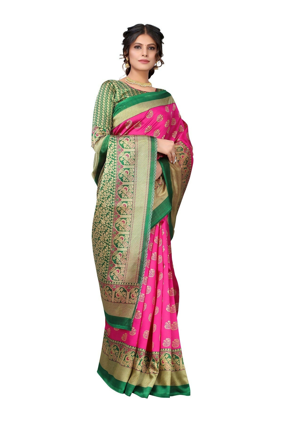 Vamika Pink Printed Art Silk Saree