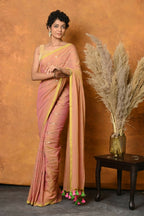 Very Much Indian Designer Mul Cotton Handloom Saree with Sequins - Peach