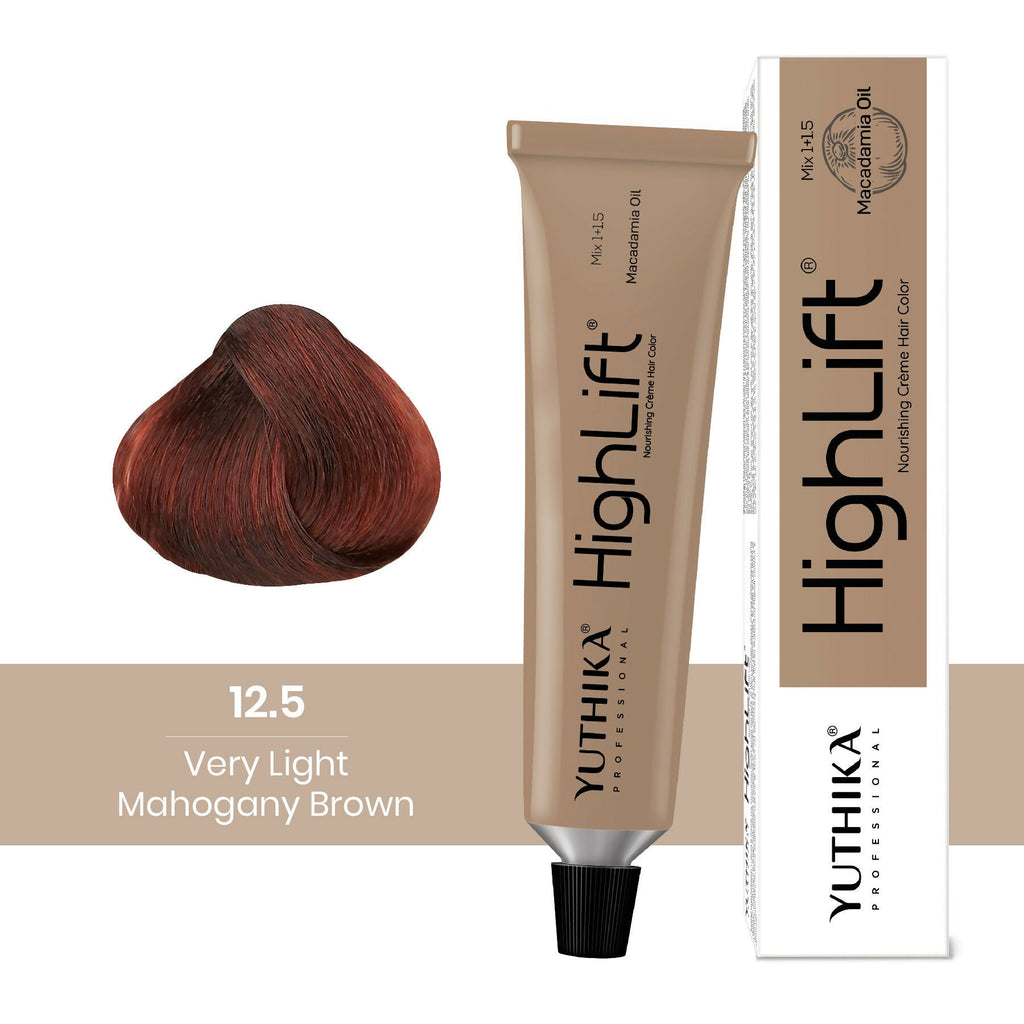 Yuthika Professional High lift Creme Hair Colour 12.5 Very Light Mahogany Brown - Distacart