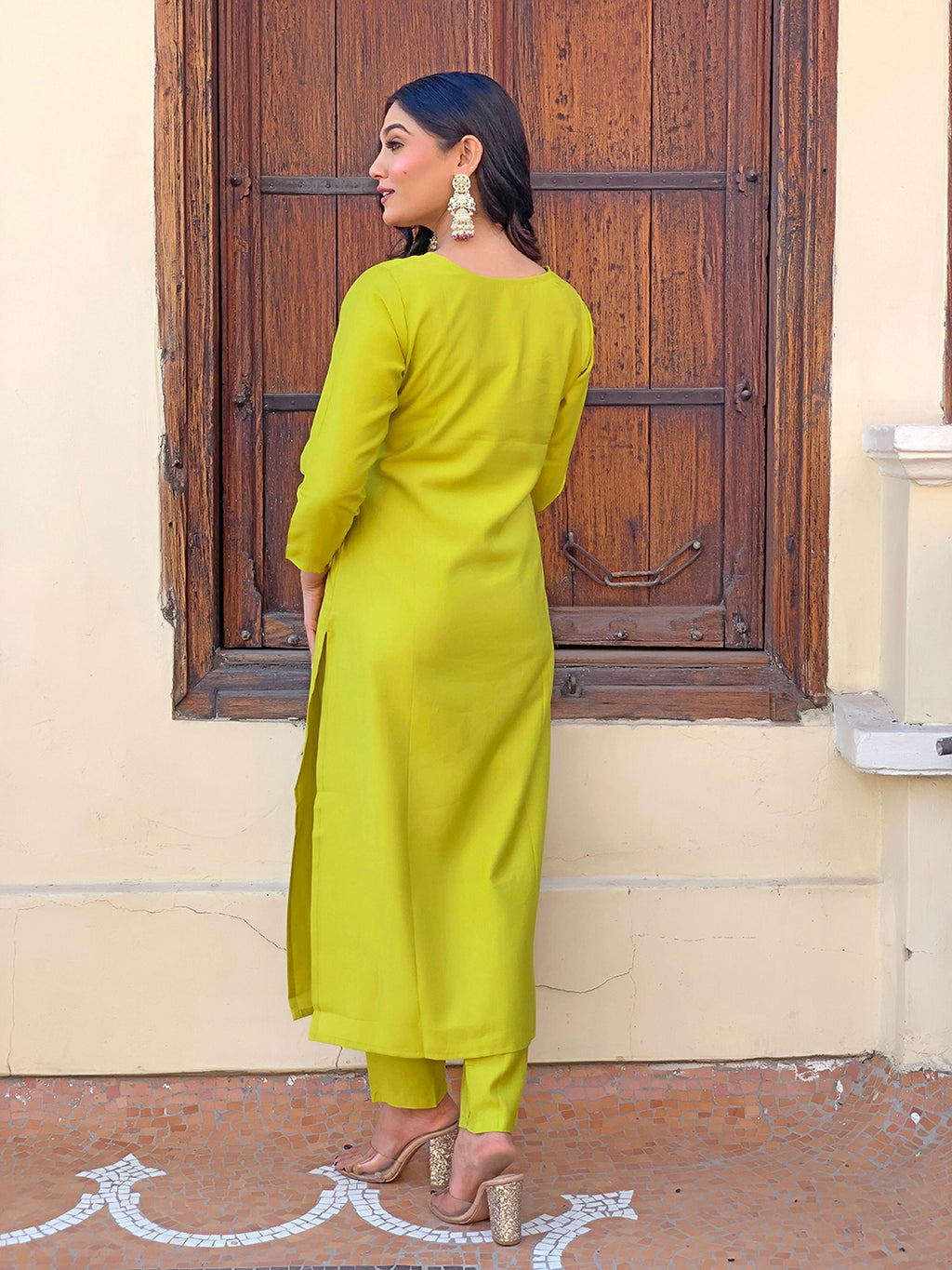 Partywear Designer Viscose Lemon Stitched Suit With Dupatta - Tanisha