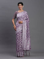 Shree Shyam Fashion Linen Cotton Violet Saree - Distacart