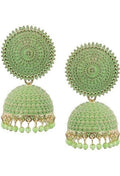 Mominos Fashion Joharkamal Gold-Plated Meenakari Jhumkas For Women & Girls (Pista Green) - Distacart