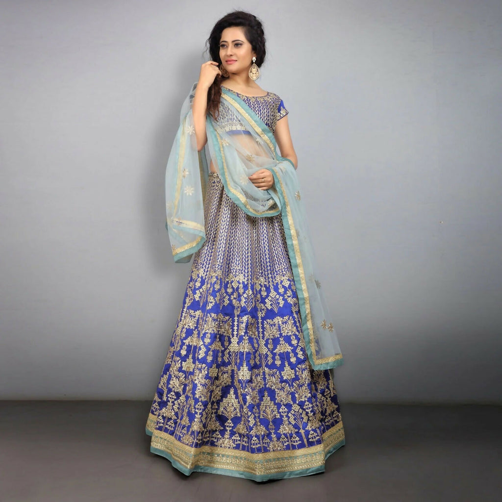 Jyoti Fashion Royal Blue Sequence, Dori & Zari Embroidery Tafeta Silk Lehenga Choli with Dupatta