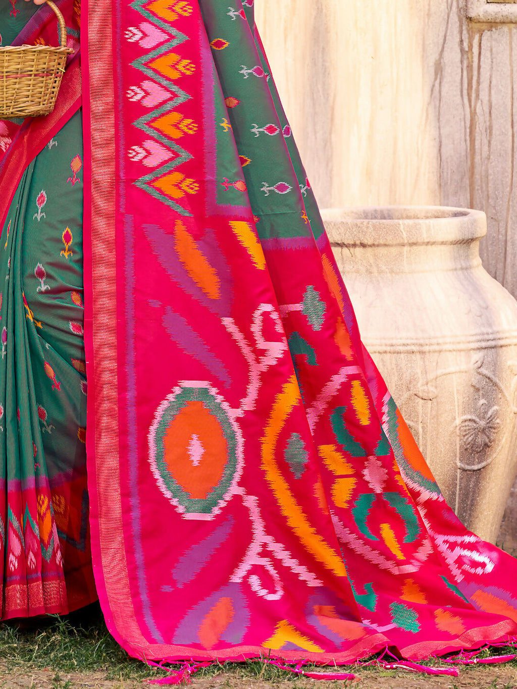 Shree Shyam Fashion Grey Pochampally Silk Saree - Distacart