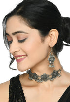 Mominos Fashion Johar Kamal Silver-Plated Brass Finish Floral Desgin Choker For Women - Distacart