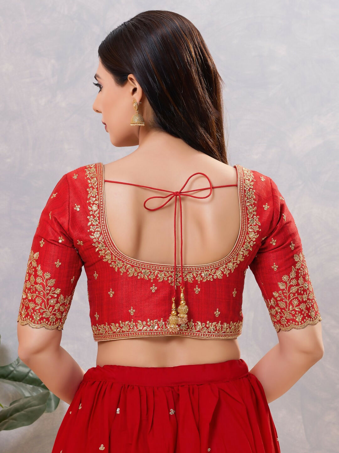 Joban Fashion Women Silk Dark-Red Stitched Blouse