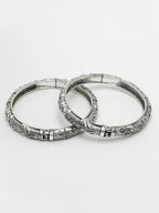 NVR Women's Silver-Toned German Silver Floral Oxidised Kada Bangle - Distacart