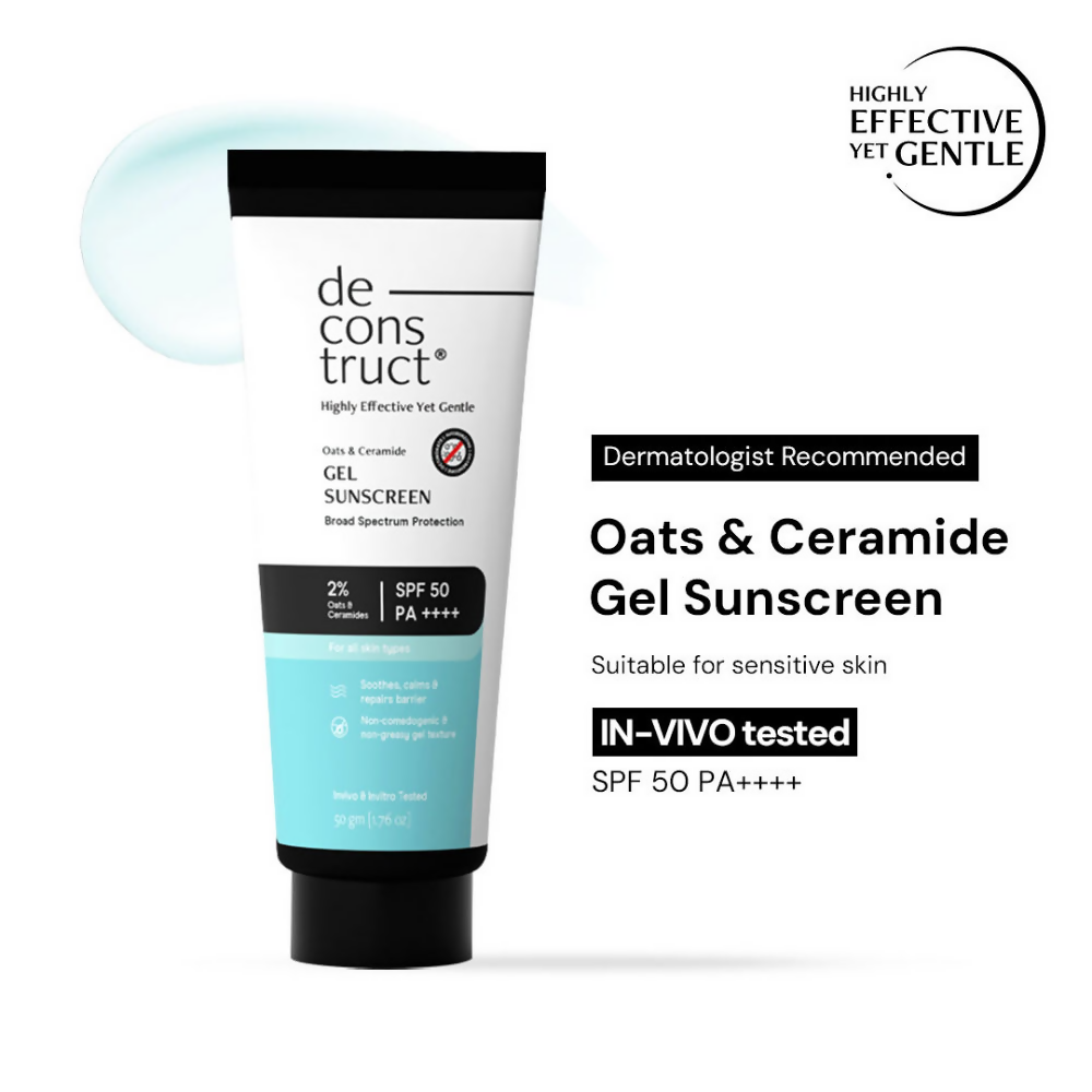 Deconstruct Oats & Ceramide Gel Sunscreen In Vivo Tested SPF 50 PA+++ - Distacart