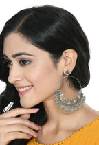 Mominos Fashion Johar Kamal Silver Peacock Design Chandbali Earrings - Distacart