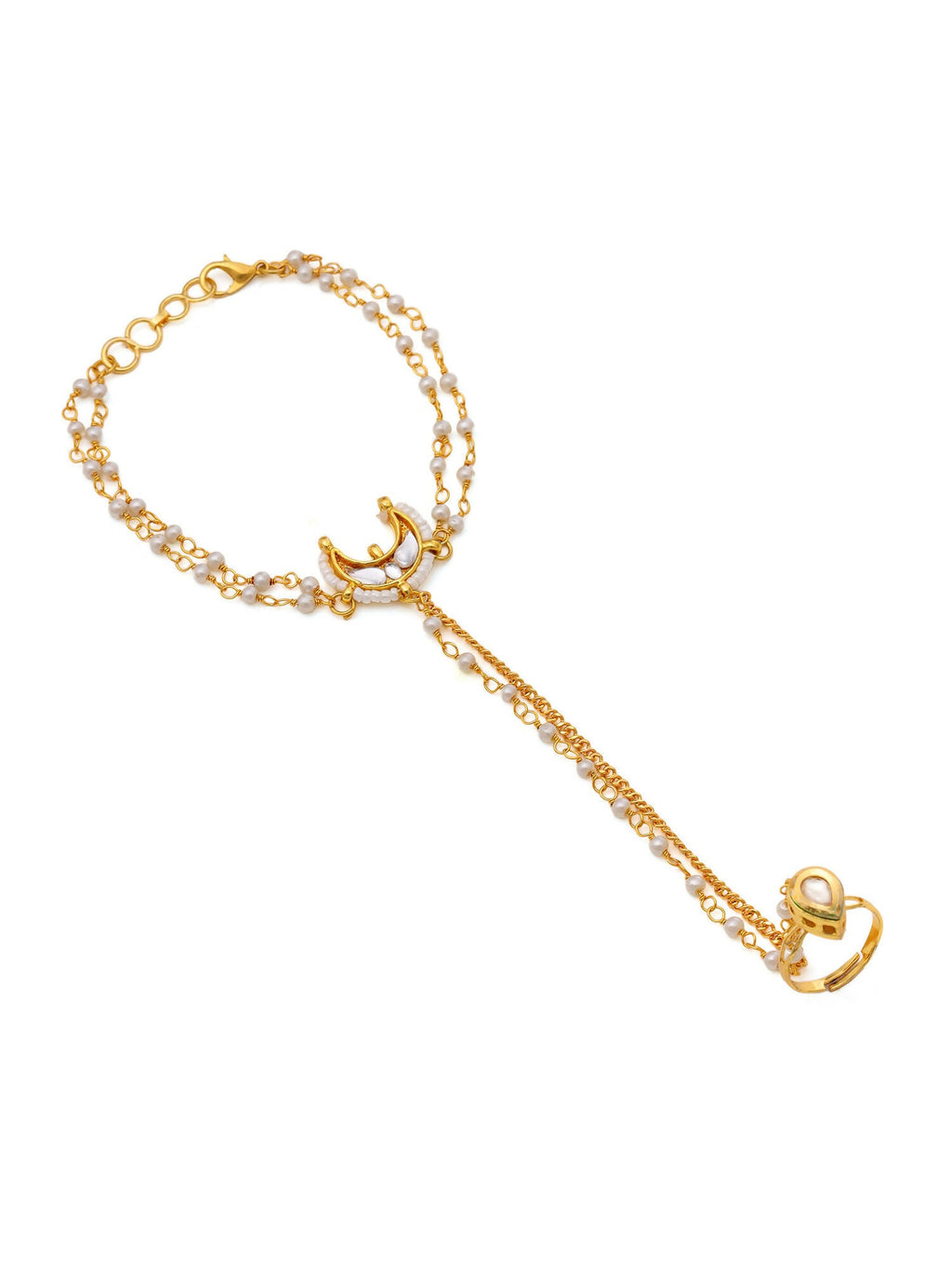 Ruby Raang Gold Chand Kundan Haath Phool - Distacart