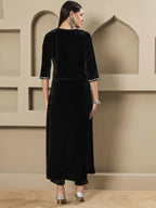 Joban Fashion Women Black Velvet Hand Embellishment Stitched Kurta Set - Distacart