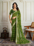 Ai Fashion Green Georgette Rajwadi Bandhani Print Party Wear Saree - Distacart
