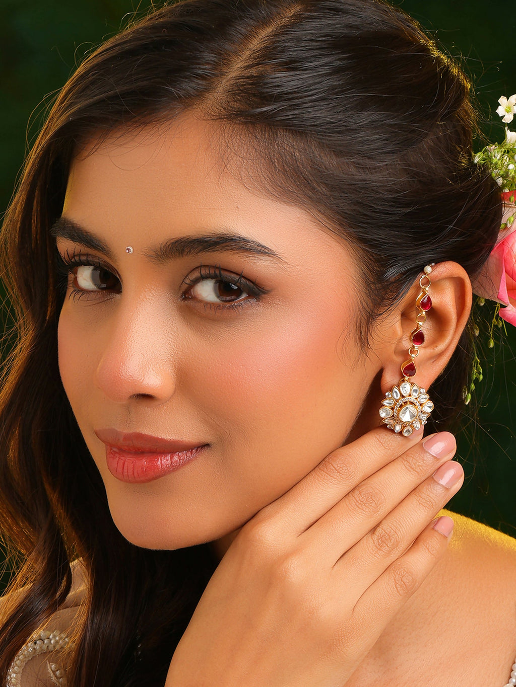 Ruby Raang Flower Earrings - Distacart