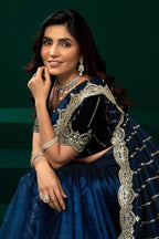 Joban Fashion Navy Blue Net Party Wear Sarees - Distacart