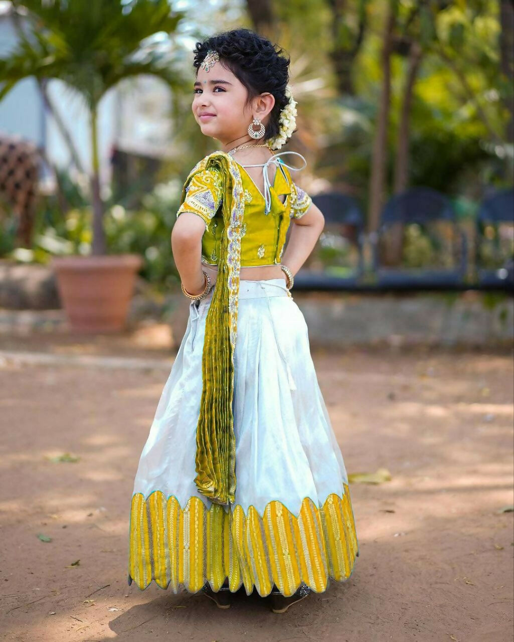 Jyoti Fashion Classy Yellow Heavy Chenille Sequins Embroidered Kids Lehenga Choli Set