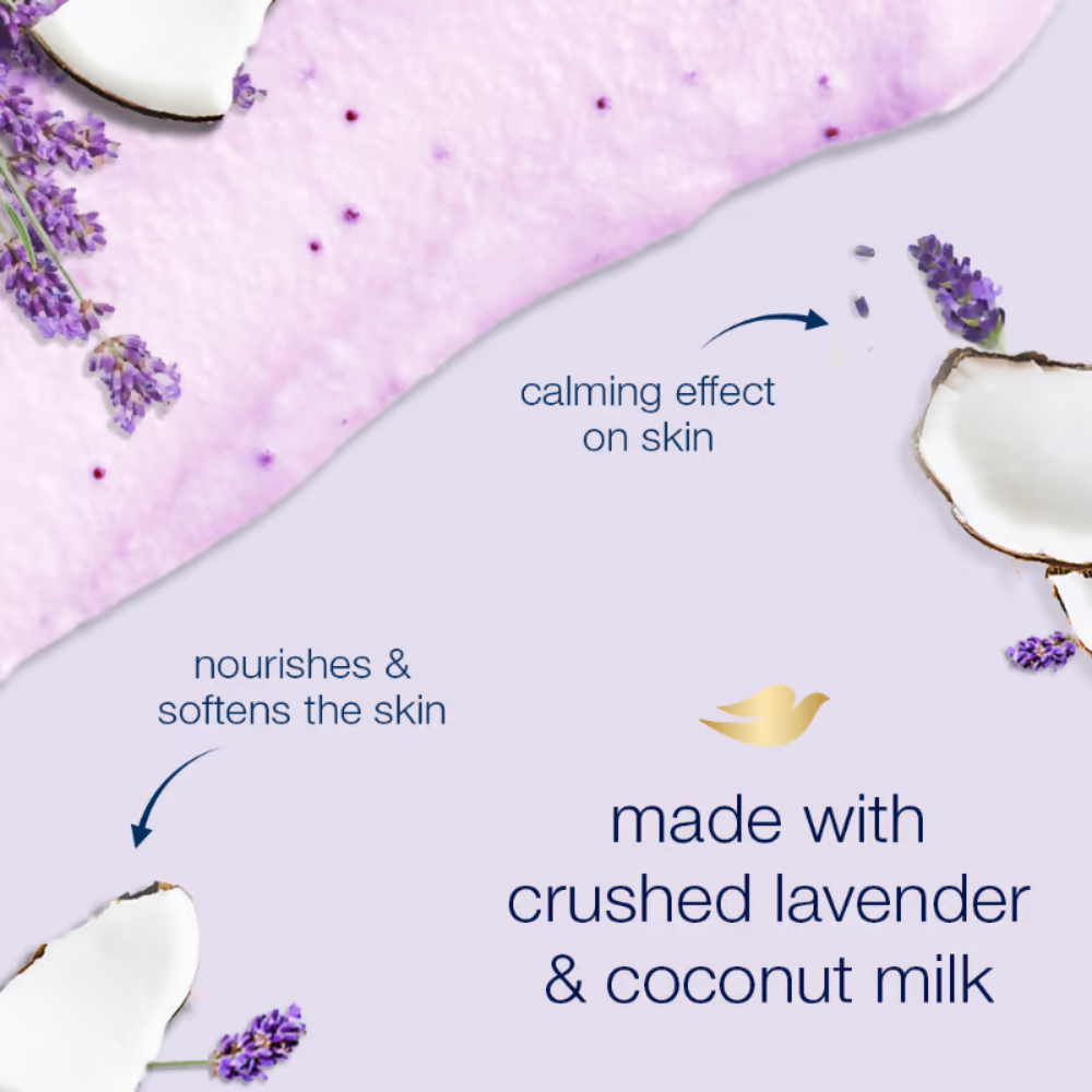 Dove Exfoliating Body Polish Scrub With Crushed Lavender And Coconut Milk