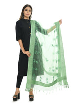 Mominos Fashion Moeza Orgenza Pista Green Chikan Work Dupatta - Distacart