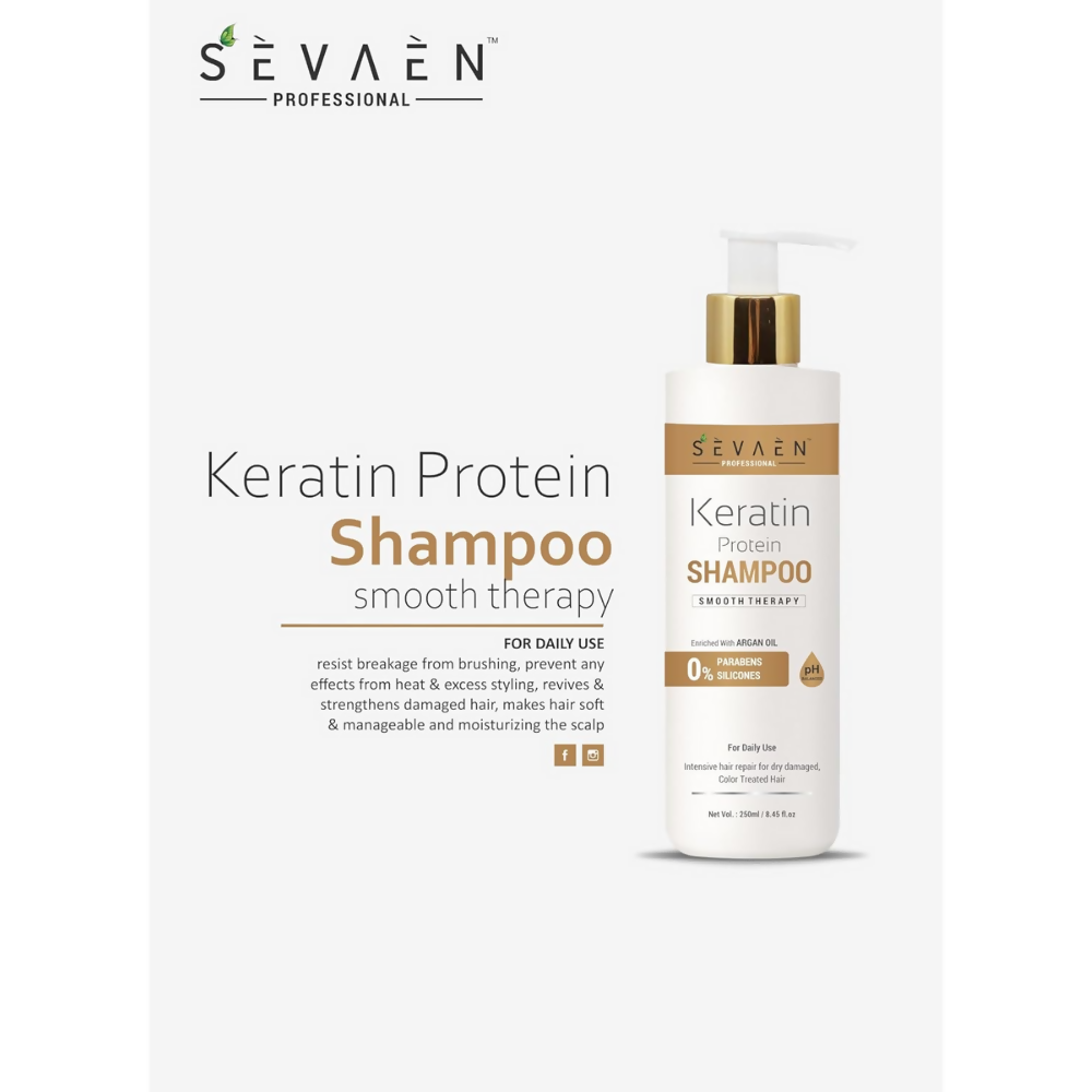 Sevaen Keratin Smooth Shampoo & Keratin Smooth Conditioner & Hair Serum