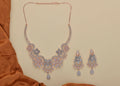 Joban Fashion Women Brass Golden White Ad Necklace Set