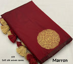 Maroon Silk Woven Saree with Unstitched Blouse - Hiral Fashion