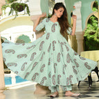 PartyWear Designer Powder Blue Pure Maslin Palazzo Suit - Anbazaar - Distacart