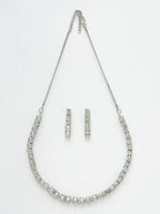 NVR Women Silver Plated Cz Stone Handcrafted Jewellery Set