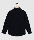 Manet Boys Full Sleeves Solid Shirt - Navy Blue