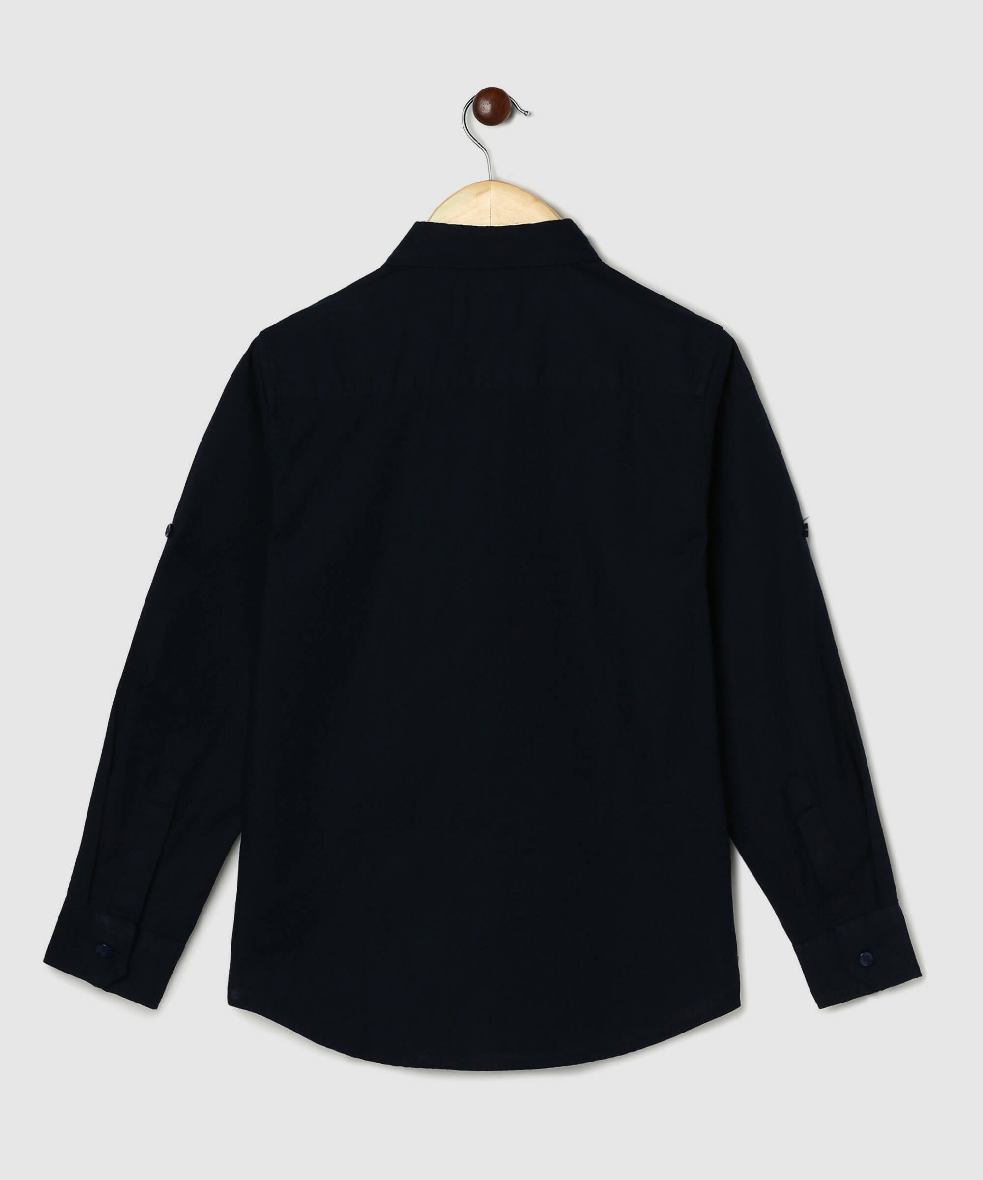 Manet Boys Full Sleeves Solid Shirt - Navy Blue