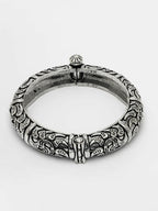 NVR Women's Silver-Toned German Silver Oxidised Kada Bangle - Distacart