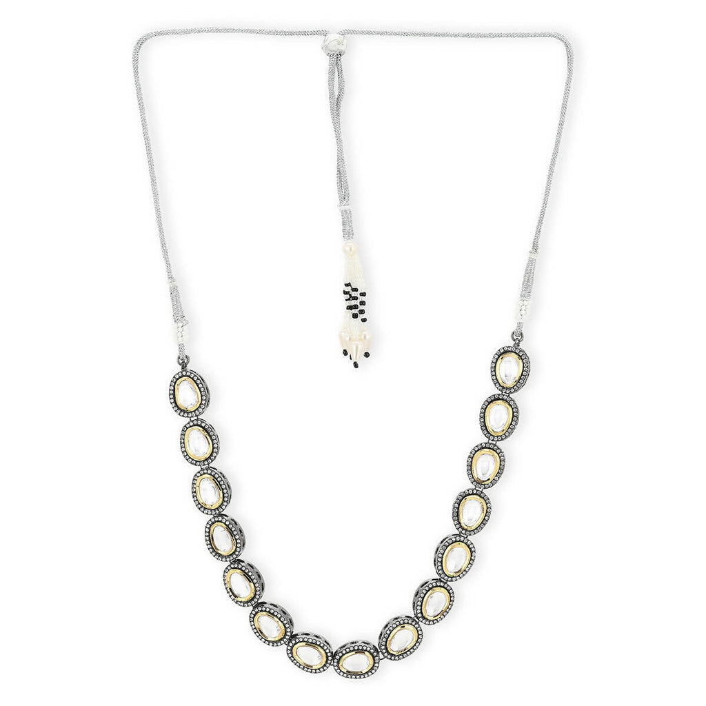 Silver-Toned Brass Rhodium-Plated Necklace - Ruby Raang - Distacart