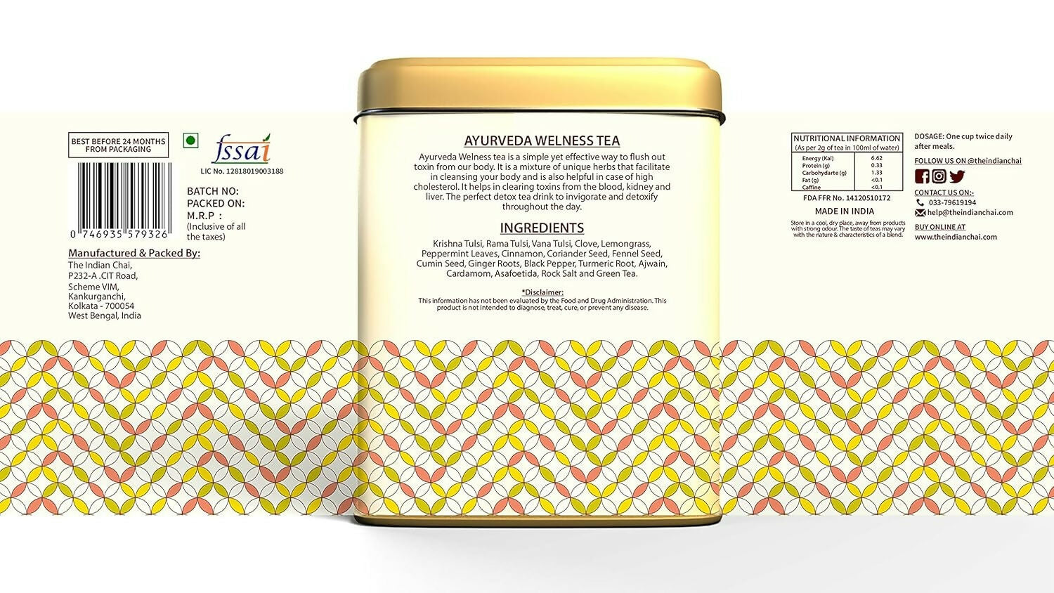 The Indian Chai - Ayurveda Wellness Tea 30 Pyramid Tea Bags